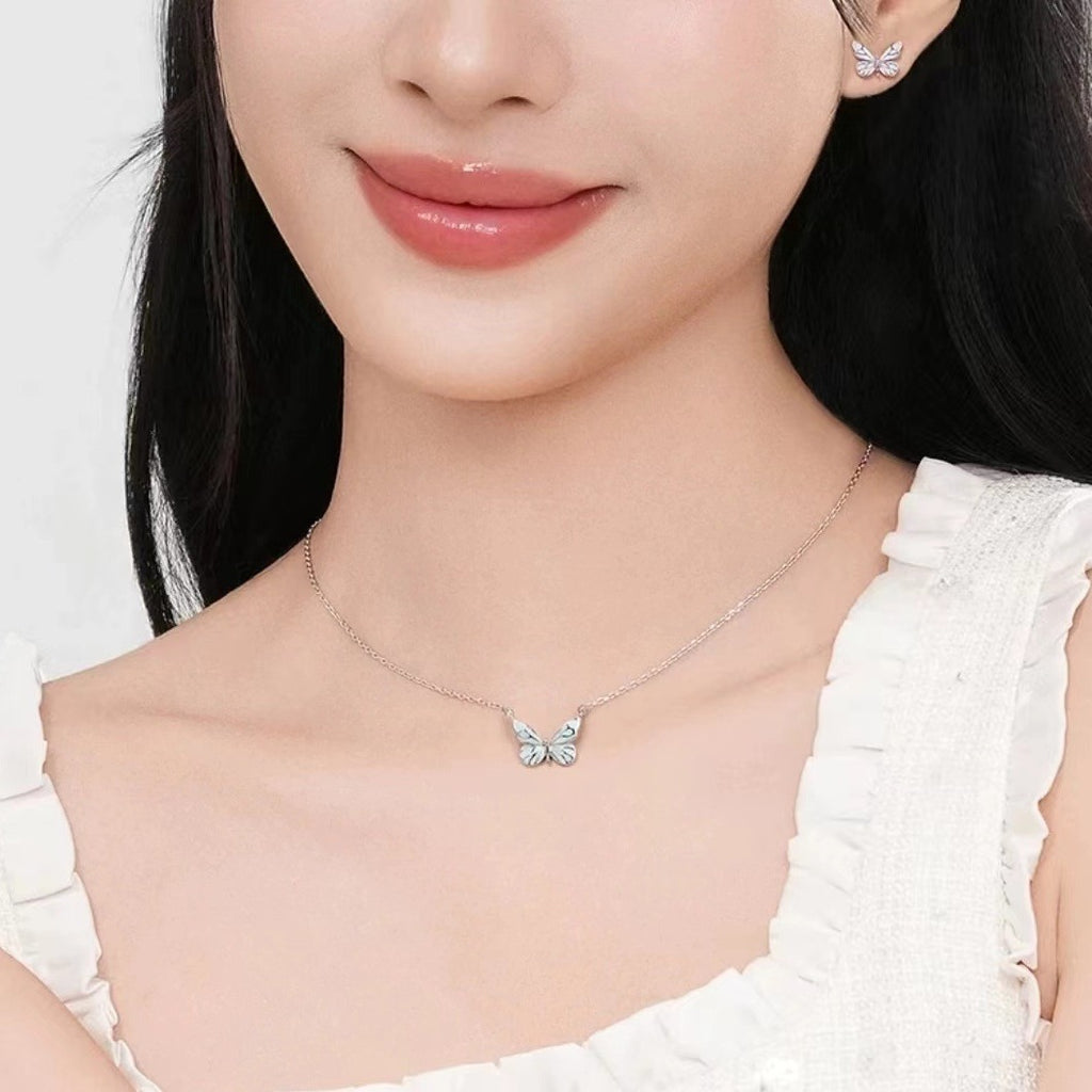 Butterfly Glow Silver Plated Necklace
