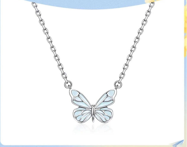 Butterfly Glow Silver Plated Necklace