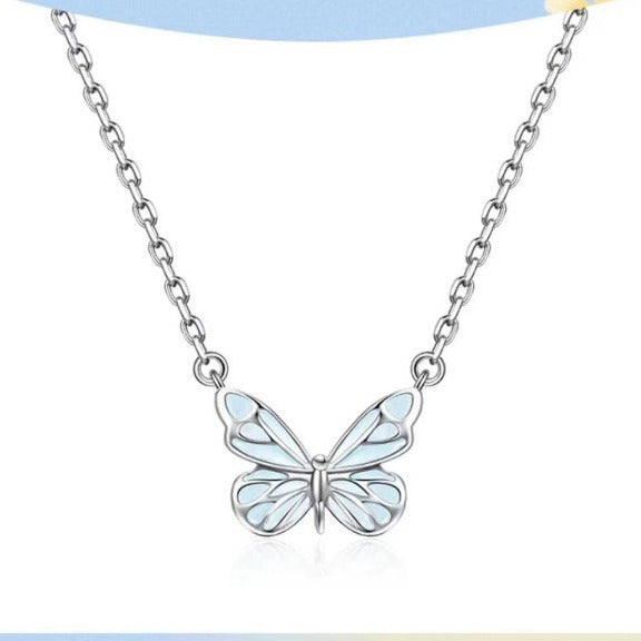 Butterfly Glow Silver Plated Necklace